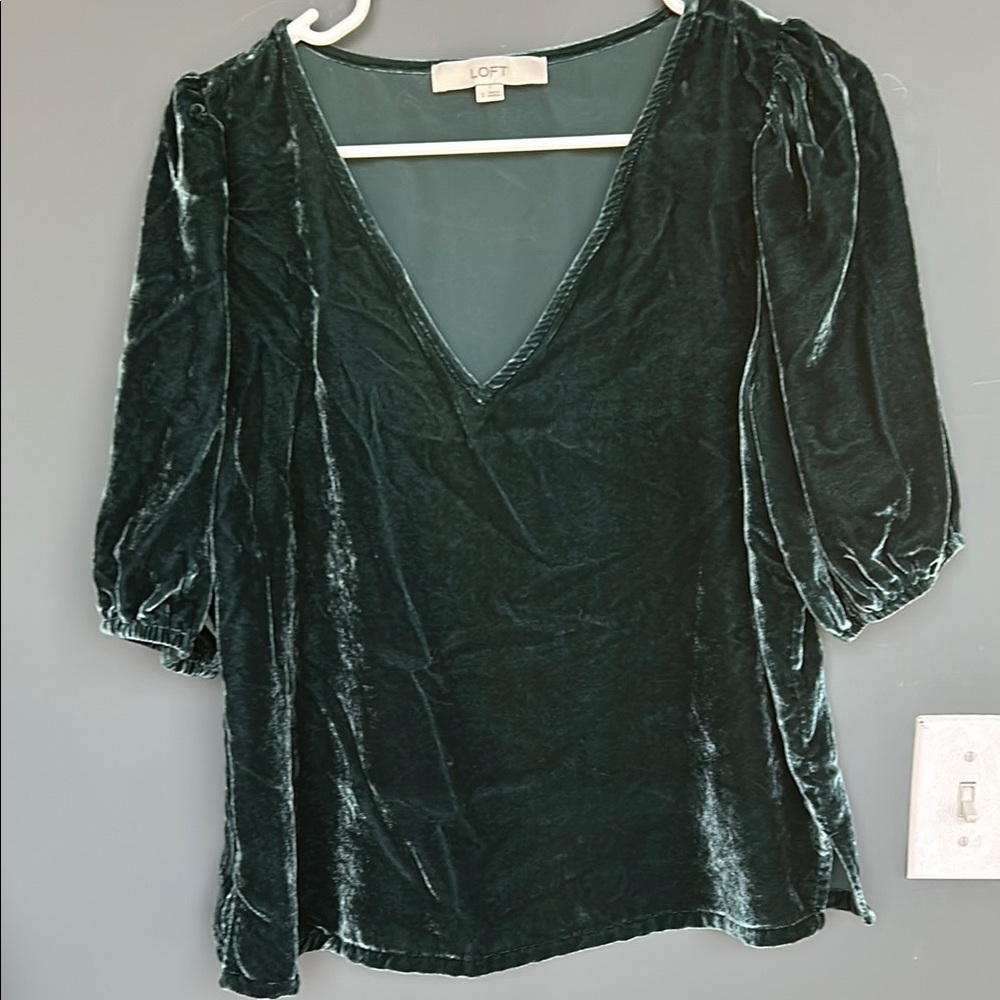 LOFT Women's Velvet Top - Dark Blue